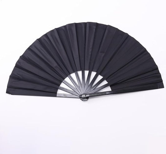 Plastic 13inch Large Rave Fan Popping Fan Clacking Fans for Line Dancing,Hand Fans for Women Foldable,Outdoor,Wedding,Party (Black)