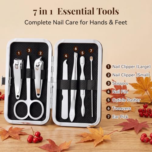 Sawysine 12 Set Bulk Fall Gifts 7 In1 Stainless Nail Clippers Manicure Set - Image 3