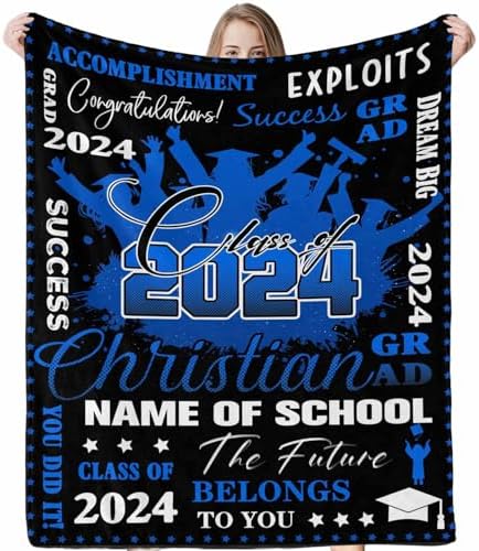Lightweight Graduate Class of 2024 Graduation Blanket Costume Blanket Graduation Gift for Him, Personalized Blankets and Throws Best Friend Blanket Personalized Name Blanket 40x50inch by Unknown