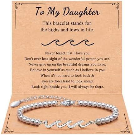QWNHONEY Waves of Life Bracelet Inspirational Birthday Gifts for Bestie Sister 16th 18th 21st 30th 40th 50th 60th Birthday Gifts for Women by QWNHONEY