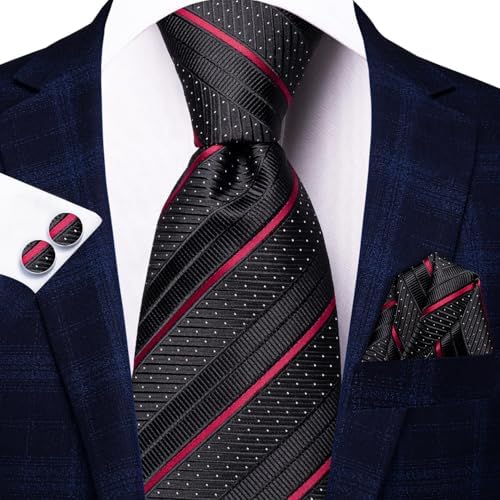 Hi-Tie Lot 5 Pcs Gift Box Mens Tie Set Necktie with Pocket Square Cufflinks Silk Neck Tie Collection - Image 4