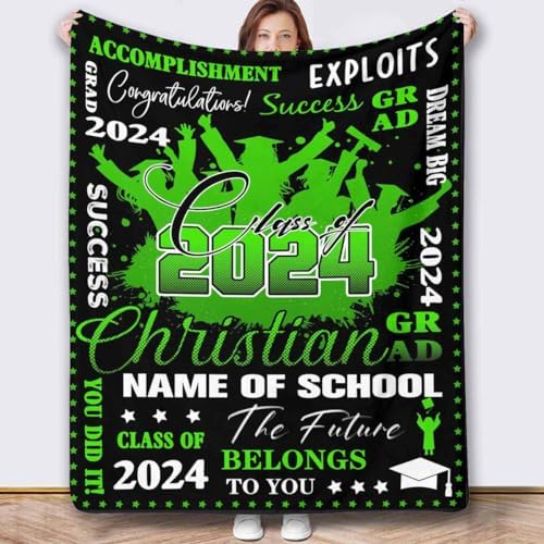 2024 Personalized Graduation Blanket Personalized Photo Blanket Personalized Photo Blanket Blanket Customized Personalized Picture Blanket for Class of 2024 Graduates 30x40inch - Image 2