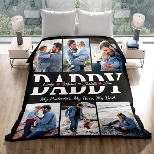 inkArts Fathers Day Personalized Gifts for Dad from Daughter Son Gifts for Dad Custom Blankets with Photo, Personalized Photo Blankets Customized Blanket with Picture - Image 2