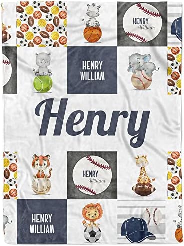 MDPrints Woodland Personalized Baby Blankets for Boys, Personalized Baby Gifts with Name, Customized Baby Blanket, Newborn Boy Gift, Soft Fleece (Woodland 73) by MDPrintsGlobal