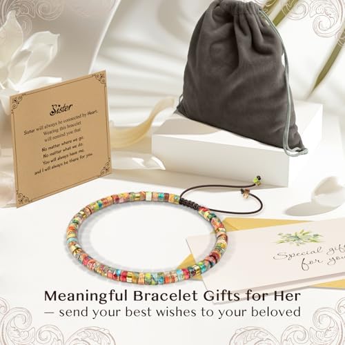 Inspirational Christmas Bracelet Gifts for Women: Healing Natural Stone Bracelet - Thinking of You Get Well Soon Birthday Gifts for Friend Sister Bestie BFF - Image 5