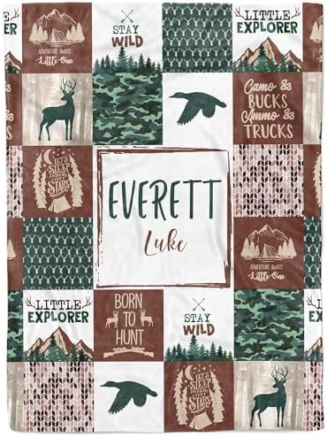 MDPrints Duck Hunting Blanket for Boyss, Customized Hunting for Boys, Personalized Baby Blankets for Boys with Name by MDPrintsGlobal