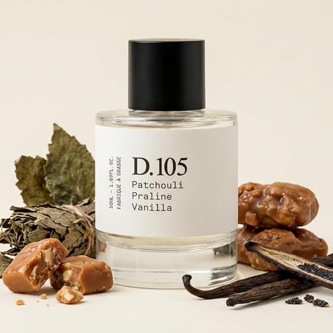 – D.105 – Eau de Parfum Inspired by L.ancôme L.a V.ie E.st B.elle, Made in Grasse (France), Long-Lasting Perfume for Women, Praline & Patchouli, Vegan – Spray 50 ml | 1.7 fl. oz.