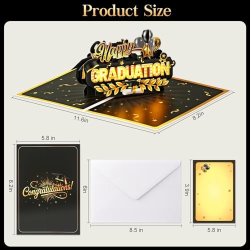 Yinqing Graduation Cards, 2026 Pop Up Congrats Grad with Lights & Music, Happy Graduation Gifts for High School College University Graduates for Son Daughter Grandson - Image 6