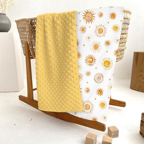 Watercolor Boho Suns Baby Blankets for Girl Boy Tribal Sun Totem Soft Mink Dotted Backing Double Layer Swaddle Receiving Blanket Summer Golden Sun Bed Throws for Newborn Infant Toddler Nursery 30x40 - Image 6