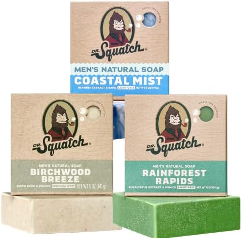 Dr. Squatch Natural Men’s Bar Soap, Body Soap Bar (5oz, 3-Pack) by DrSquatch