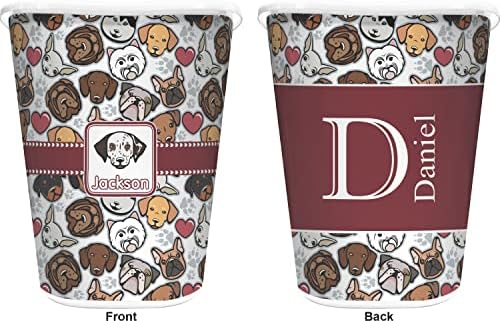 RNK Shops Personalized Dog Faces Waste Basket - Double Sided (White) - Image 2