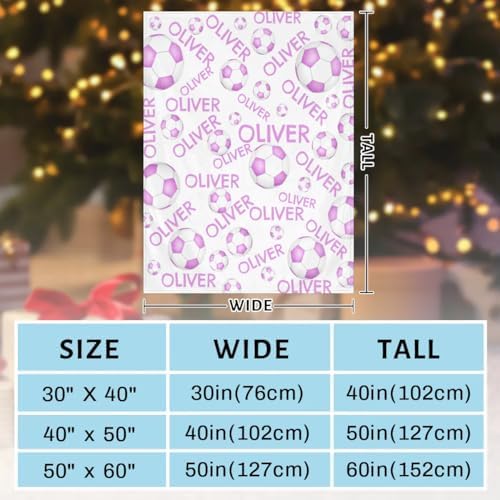 Personalized Baby Blankets for Girls Boys, Custom Baby Blanket with Name Swaddle Toddler Fleece Blanket Personalized Gift Purple White Soccer - Image 3
