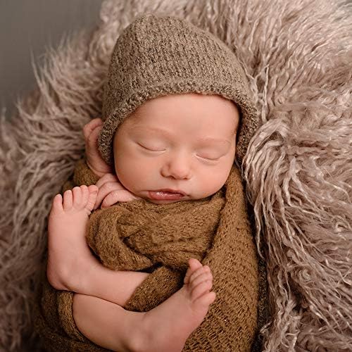 Newborn Photo Props Faux Fur Round 23.6 inch Soft Baby Boy Girl Photo Blanket Studio Photo Mat (3pcs Gray Sand) - Image 5