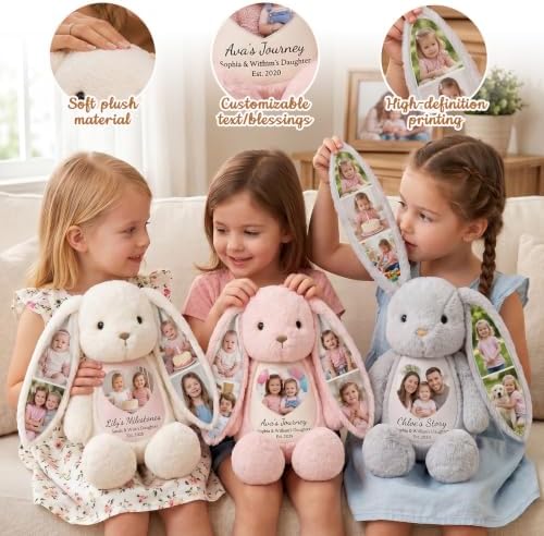 Custom Wedding Photo Bunny Stuffed Animal-Personalized with Picture & Text - Image 5