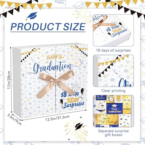Graduation Advent Calendar 2026 Grad Empty Gift Box, Blue Gold - Image 2