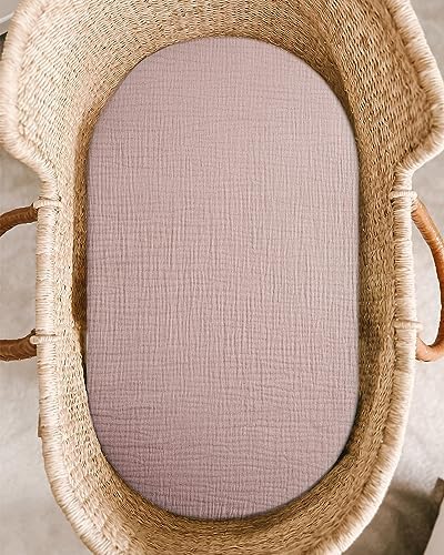 Muslin Bassinet Sheets 1 Pack, 33" x 17", (Vintage Taupe) - Image 2