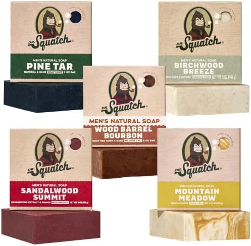 Dr. Squatch Natural Men’s Bar Soap, Body Soap Bar (5oz, 5-Pack) by DrSquatch