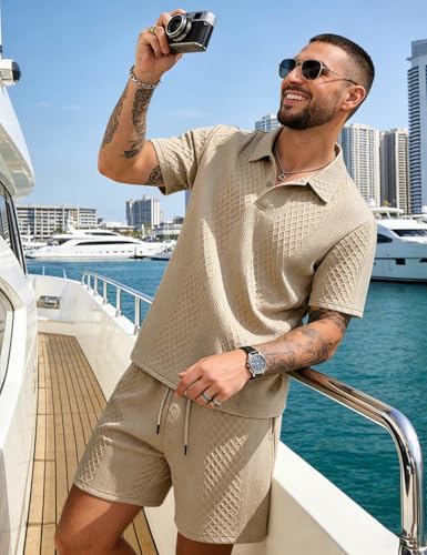 Men's 2 Pieces Outfits Casual Polo Shirt and Shorts Set Collar Athletic Jogging Summer Tracksuit - Image 5