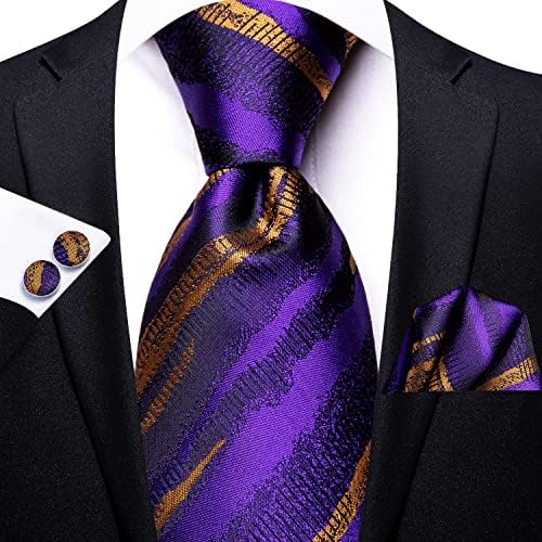 Hi-Tie Lot 5 Pcs Gift Box Mens Tie Set Necktie with Pocket Square Cufflinks Silk Neck Tie Collection - Image 4