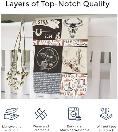 MDPrints Western Baby Blankets for Boys, Customized Baby Boy Gifts with Name, Personalized Baby Blanket, Newborn Gift - Image 4