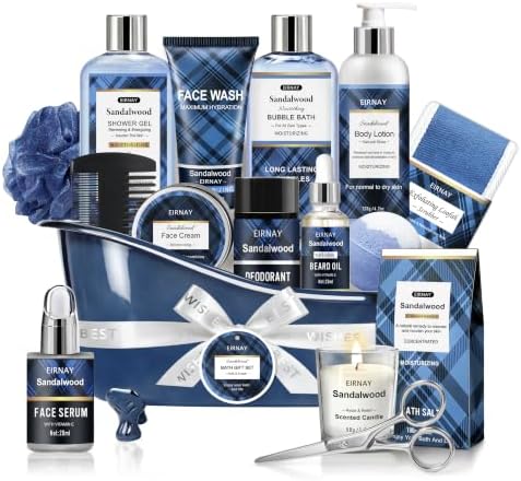 Gifts for Men,16Pcs Sandalwood Bath and Body Set Beard Grooming Kit by Unknown