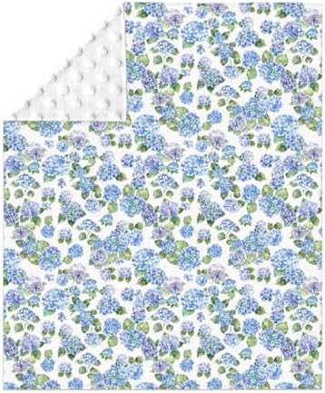 Blue Hydrangea Floral Baby Blankets for Girl Boy Spring Summer Wildflowers Soft Mink Dotted Backing Double Layer Swaddle Blanket Floral Blooms Spring Bed Throw for Newborn Infant Toddler Nursery 30x40 - Image 2