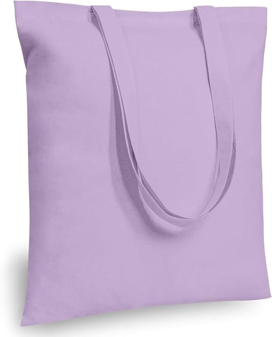 TOPDesign 12-Pack Economical 16"x15" Lavender Cotton Tote Bags, Lightweight Medium Reusable Grocery Shopping Cloth Bags, Suitable for DIY, Advertising, Promotion, Gift, Activity