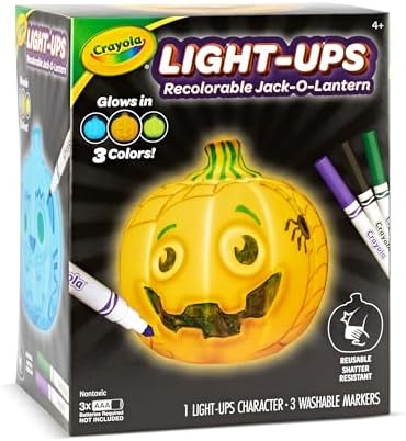 Crayola Light-Ups - Jack-O-Lantern, Reusable Light Up Pumpkin Toy, Halloween Craft, Cute Glow in The Dark Decor & Night Light, Halloween Toy, Ages 4, 5, 6 - Image 5
