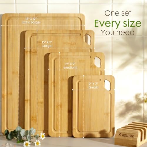 Astercook Nature Bamboo Cutting Boards for Kitchen - Image 2
