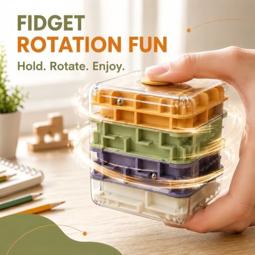 4 Layer 2 in 1 3D Rolling Ball Maze Cube, Fidget Kids Toys - Image 4