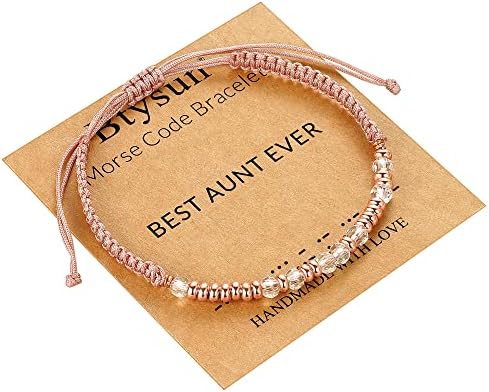 Morse Code Bracelets for Women Mothers Day Gifts 2026 Graduation Gifts Mom Birthday Gift Pink Braided Bracelets Teen Trendy Stuff Inspirational Best Friend Birthday Gifts for Daughter Girlfriend Christmas Stocking Stuffers Jewelry by BTYSUN