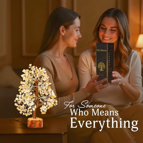YATSKIA Citrine Crystal Tree | Natural Crystal Money Tree Desk Decor | Crystal Tree of Life | Shelf Decor for Bedroom | Birthday Gifts for Women | 10 Inch 300 Beads - Image 4