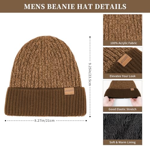 Winter Beanie Hats Long Neck Scarf for Men and Touchscreen Gloves 3PCS Set - Image 2