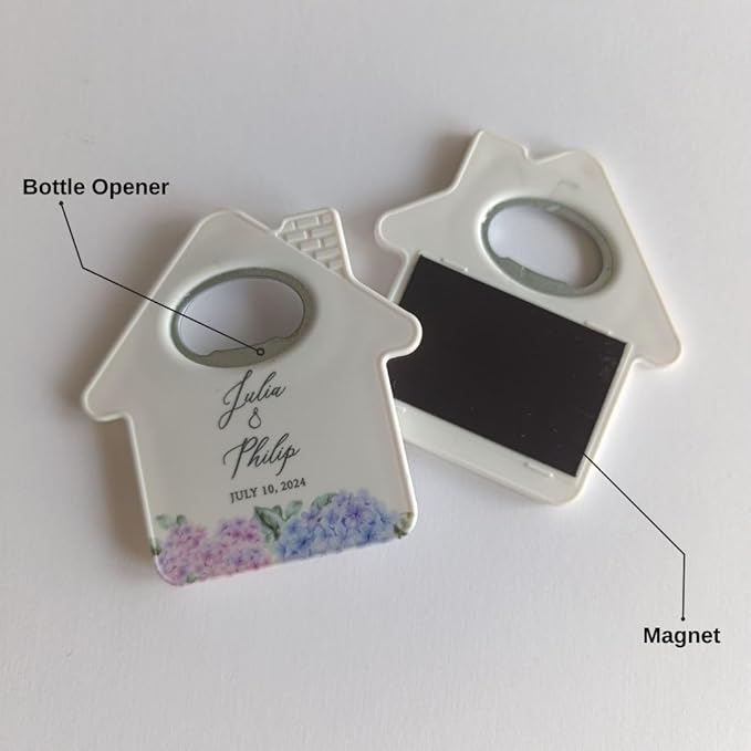 20 PCS Personalized Wedding Favors Bottle Openers - Custom Wedding Gifts for Guests with Thank You Cards, Memorable Thank You Gift for Celebrating Your Special Day (Home)