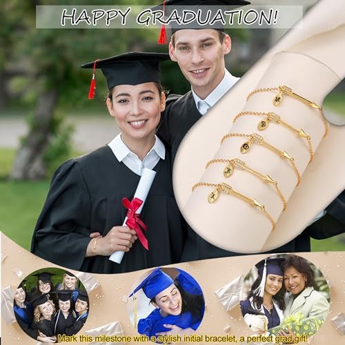 2026 Graduation Gifts, Graduation Gift for Her High School College Graduation Gifts for Teen Girls 5th 8th Grade Masters Degree Grads Initial Bracelets for Women Letter A-Z Charm Bracelet Daughter Niece Granddaughter Girlfriend Jewelry - Image 7