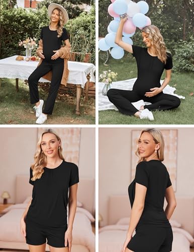 Ekouaer Maternity Nursing Pajamas Set 3 Piece Postpartum Breastfeeding Pjs - Image 6
