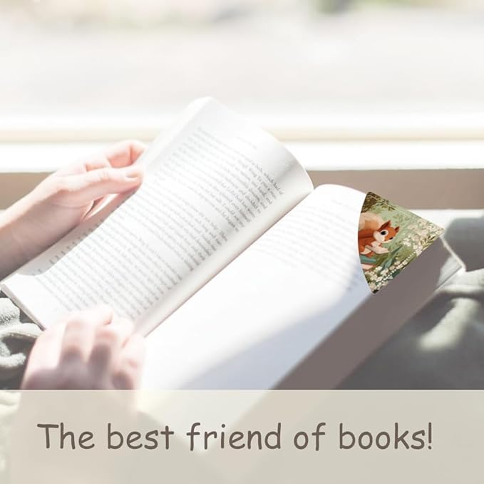 2PCS Leather Bookmarks 3.54 x 3.54 Inch Cute Squirrel Reading Books Design Reading Accessories for Books Journals Bibles Travel Diary Students Teachers and Book Lovers Gift
