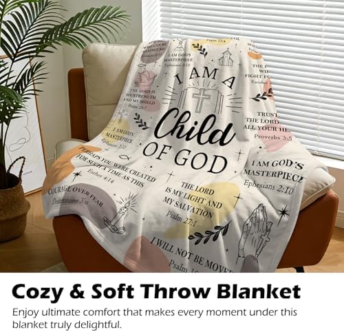 Christian Gifts for Women - I Am a Child of God Blanket 60"x50", Inspirational Religious Birthday Gifts for Women Mom Sister Friends, Christmas Baptism Catholic Spiritual Jesus Faith Bible Prayer - Image 5