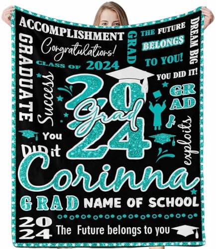 Custom Baby Gifts Photo Blankets Customize Graduation Gifts College for Her, Customized Blanket with Photo Personalized Senior Class of 2024 Blankets with Photo and Name 30x40inch by Unknown
