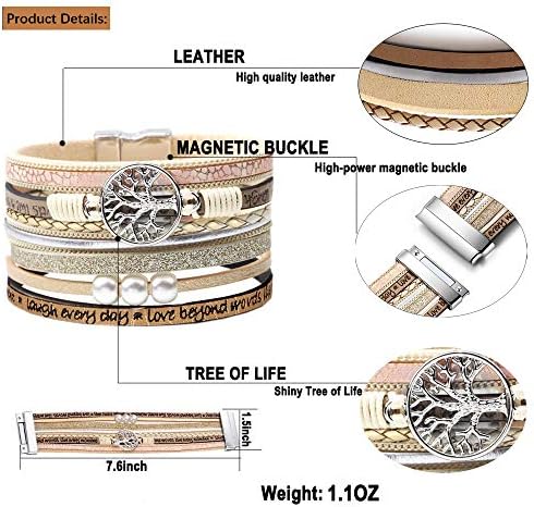 Desimtion Leather Wrap Bracelets for Women, Hidden Inspirational Message - Image 4
