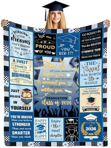 2026 Graduation Blanket for Her Him Graduation Class of 2026 Gifts for Women Men, College/PhD/Masters Deqree Graduations Gifts Graduate Super Soft Flannel Throw Blanket 50"X 60" by tgruihm