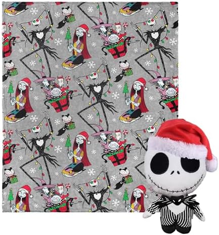 Northwest Character Hugger Pillow & Silk Touch Throw Blanket Set, 40" x 50", The Nightmare Before Christmas Freaky Festivities by Northwest