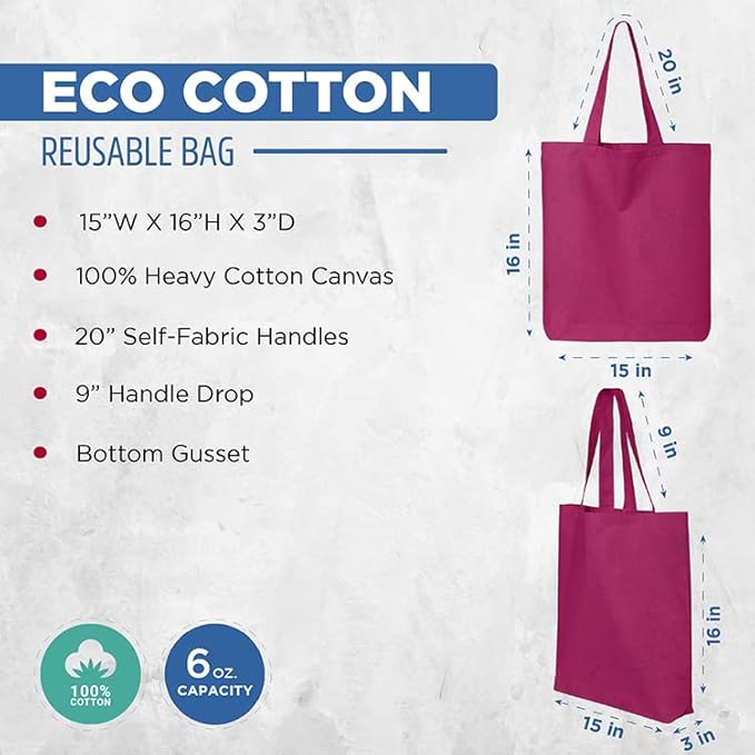 shop4ever Personalized Custom Design Your Own Eco Cotton Tote Reusable Shopping Bag Customizable Gift