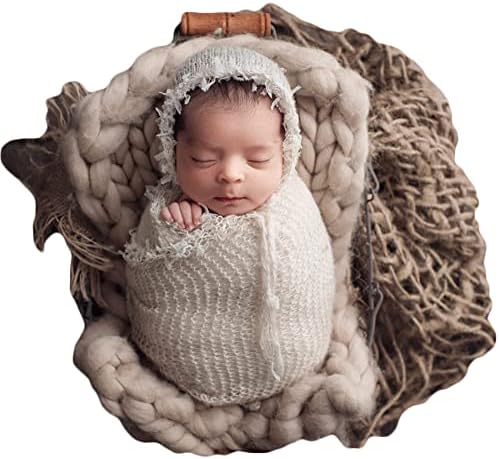 Baby Photography Props Luxurious Lace Hat with Blanket (Cream) - Image 2
