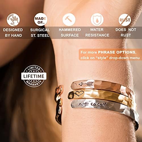 Carviell Bracelets for Women – 100+ Meaningful Engraved Messages – Solid 316L Surgical Stainless Steel Cuff Bracelet – Gift Ready - Image 5