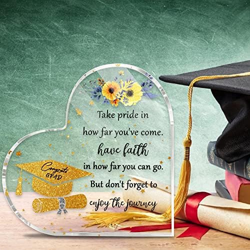 6'' College Graduation Gifts for Her Women Inspirational 2025 Graduation Gifts, Graduate Gifts Class of 2025, Grad Keepsake for College High School PHD Masters Degree Heart Acrylic Paperweight by TRUMPETIC