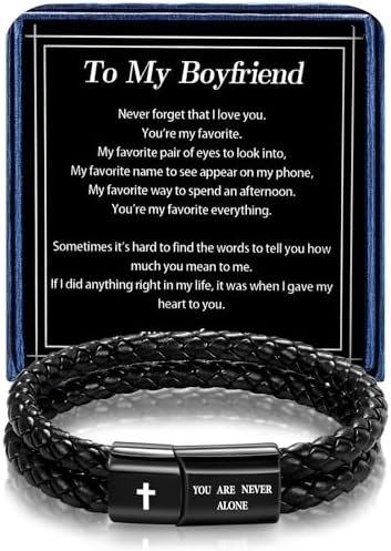 Christian Bracelet for Men, Bible Verse Leather Cross Gift for Men by Timekeeper-UnlockYourTreasureofTime