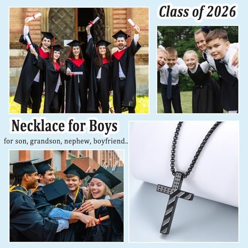 5th,6th,8th Graduation Gifts for Boys Class of 2026 Cross Necklace Middle High School College Phd Grad Graduate Gift Ideas - Image 5