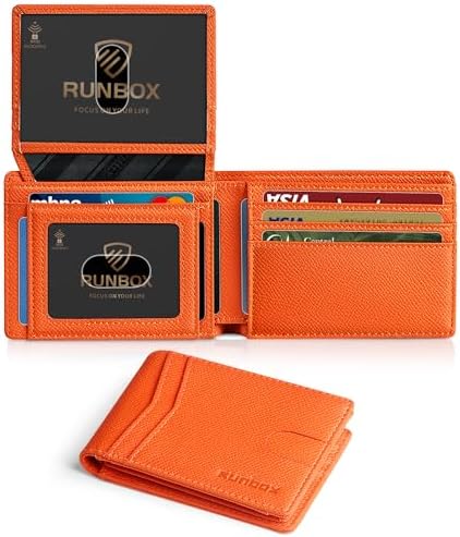 RUNBOX Wallet for Men -Slim Rfid Leather Mens Bifold Novelty Wallets 2 ID Window With Gift Box Men's Accessories by RUNBOX
