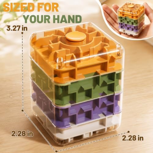 4 Layer 2 in 1 3D Rolling Ball Maze Cube, Fidget Kids Toys - Image 6